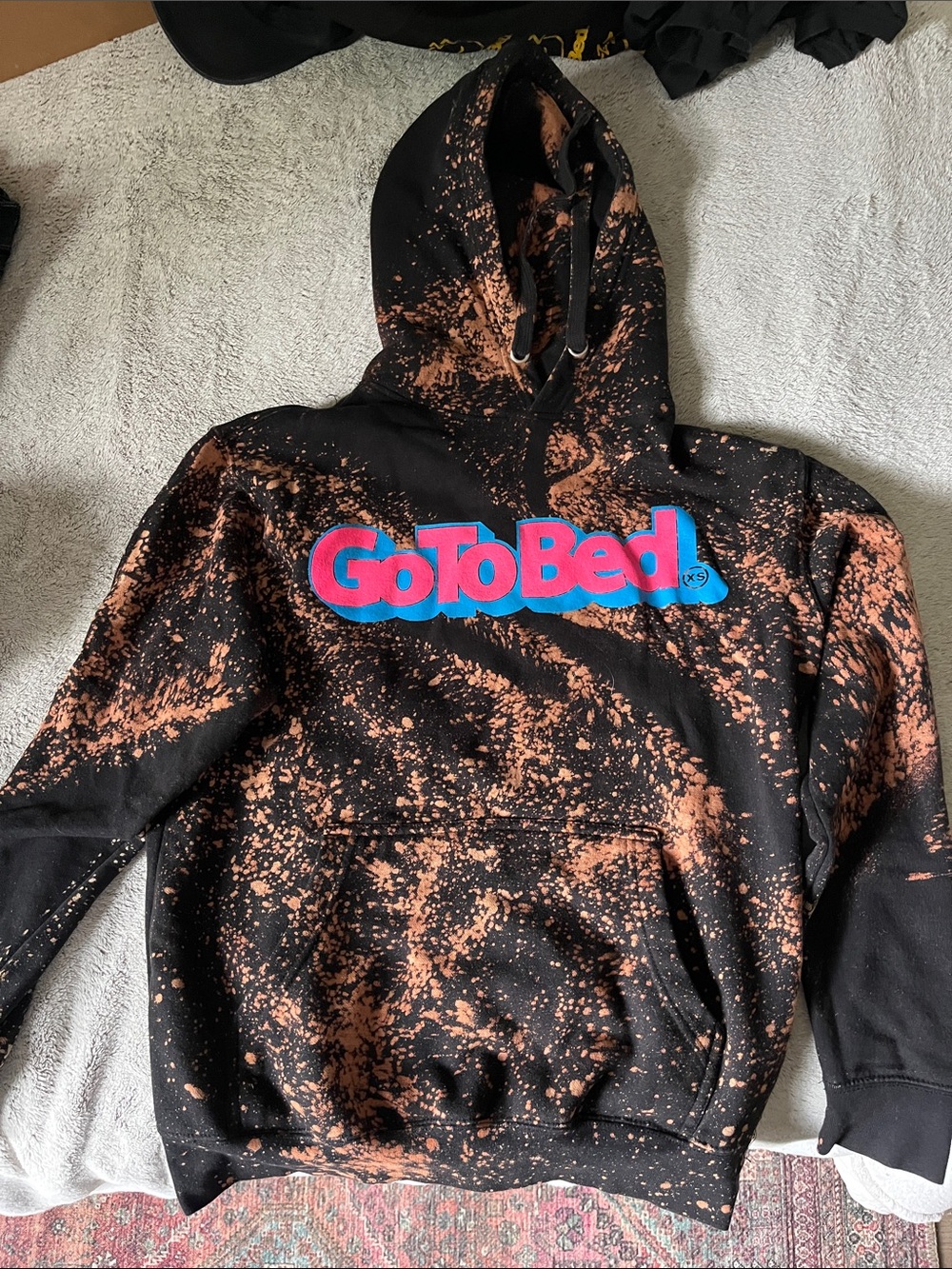Black & Orange Bleach-Splatter Hoodie